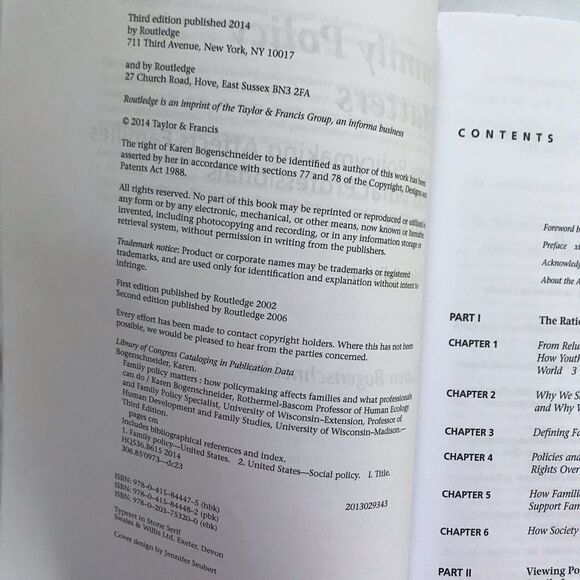 Family Policy Matters Bogenschneider Third Edition 978-0-415-84447 Policymaking - Picture 4 of 8